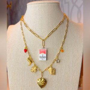 Double layer Lana 🍒 charms necklace on 18kt gold plated on 18.5” chain
